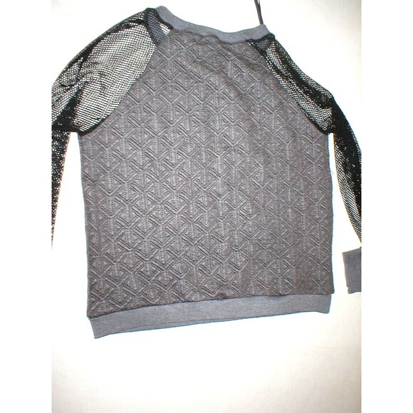 New Womens NWT $120 Mesh Sweatshirt Mika & Gala Gray Black S Australia 8 Top Sof - Picture 4 of 4
